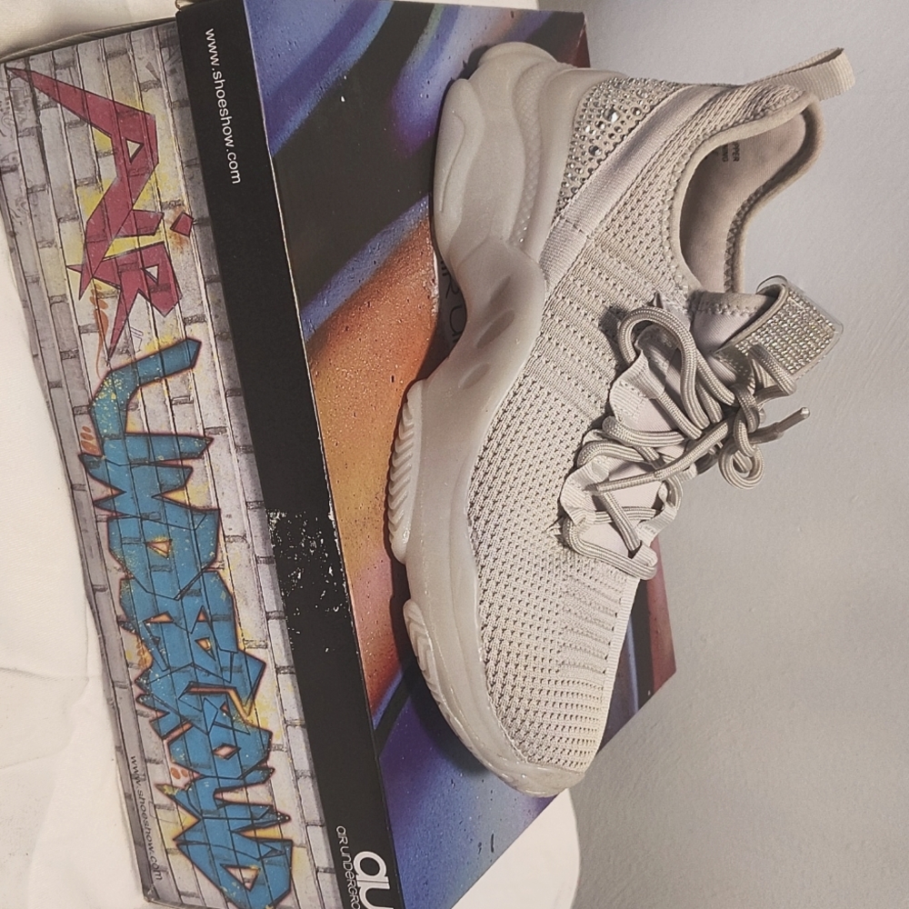 Grey 8 1/2 Air Underground Tennis Shoes w/ silver rhinestones